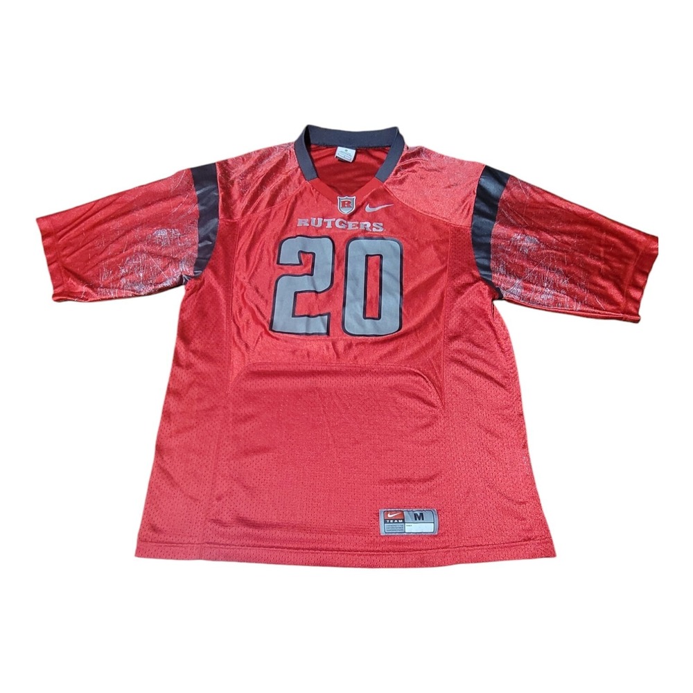 Vintage 90s Nike Rutgers Jersey #20 Size Medium Red Black B9
